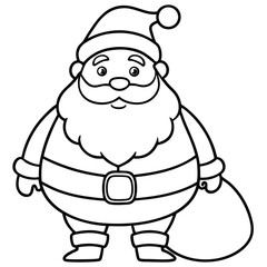Coloring pages illustration of a cute Santa Claus character with a bag and hat for Christmas humor art coloring pages