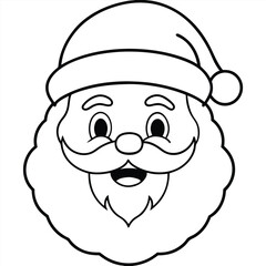 cartoon santa claus face illustration of a crazy vector character with a smile coloring pages