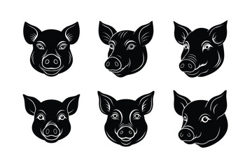 pig head snout vector art silhouette