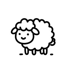 Obraz premium Cute kawaii sheep with happy expression standing on white background