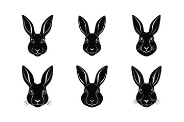 rabbit head long ears vector art silhouette