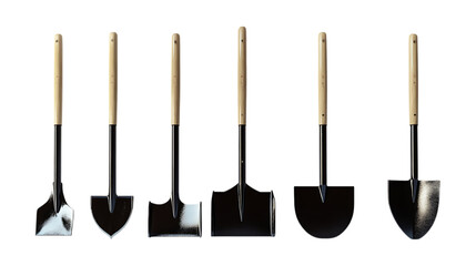 Pack Shovel Safe Set in Different Poses Against Transparent Background for Construction, Gardening, or Outdoor Work Design