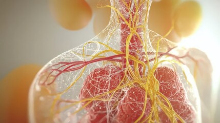 Exploring semitransparent human torso visualization laboratory digital art scientific environment close-up anatomy concept