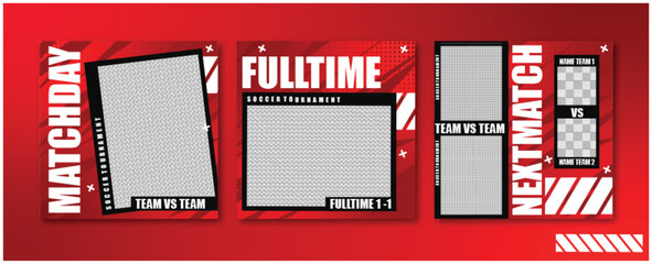 Feminine socSport social media post template , Football Match day , Full time , Next match