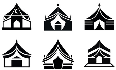 Obraz premium Black Silhouette of Tent Icons - Festival, Circus, and Event Design Set