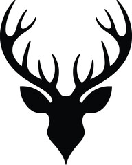 Minimal Deer Head Silhouette, Elegant Stag Antler Line Art