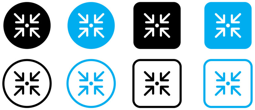 minimize icon rally compact size small scale arrow icons . shrink icon resize - four 4 arrows meeting point