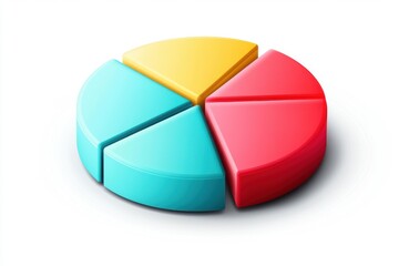 Obraz premium Colorful pie chart with five segments isolated on white background