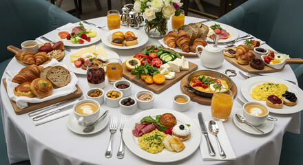 Lavish Brunch Buffet Displayed with Elegant Presentation and Fresh Food