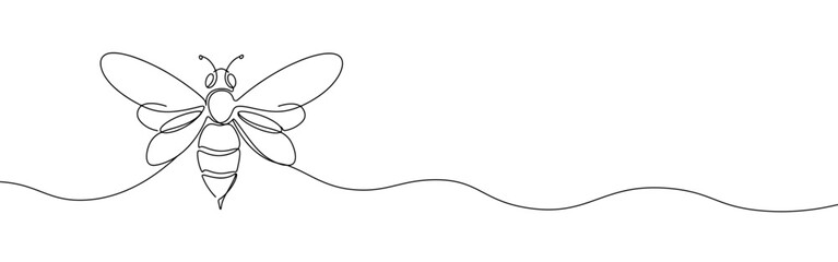 Honey bee continuous one line drawing. Bee sign in line style. Vector illustration.