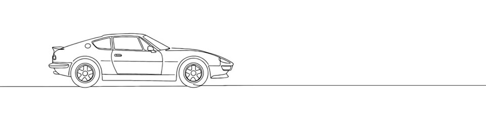 Car continuous one line drawing. Vehicle in line style. Vector illustration.