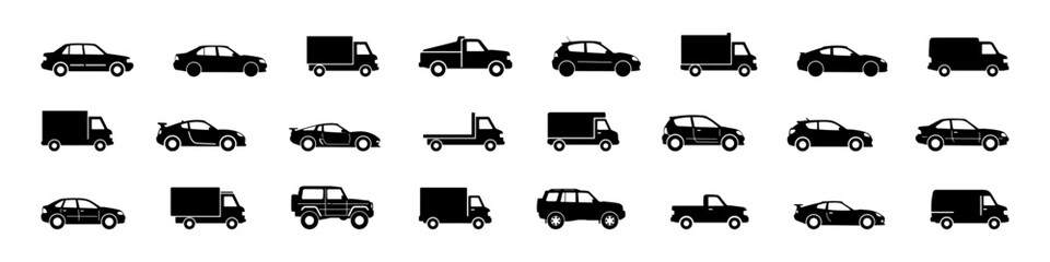 Car icon set. Transport, transportation symbol in linear style. Vector illustration