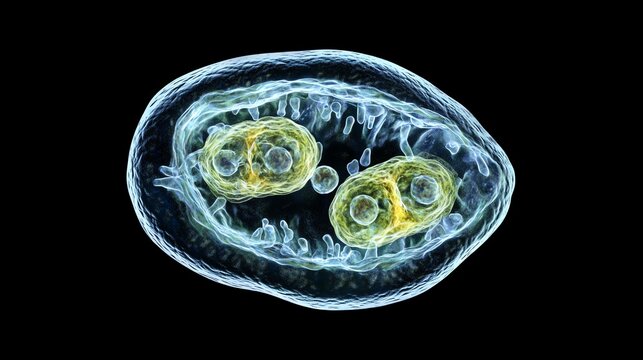 Visualizing Cryptosporidium Oocyst a Detailed Microscopic Image with Parasites
