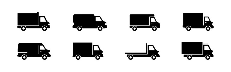 Fototapeta premium Truck icon set. Transport, transportation symbol in linear style. Vector illustration