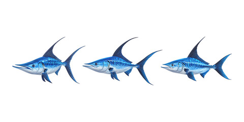 Obraz premium Pack Swordfish Set in Different Poses on Transparent Background for Seafood, Marine, and Culinary-Themed Designs