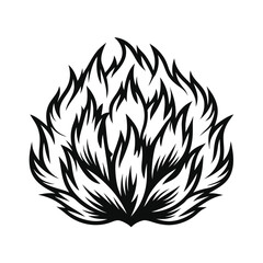 Abstract Bush Silhouette Dense Foliage Design, Stylized Plant, Black Outline, Isolated