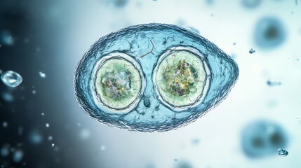 Cryptosporidium Parvum Oocyst Rendering Illustration in Blue Medical Concept