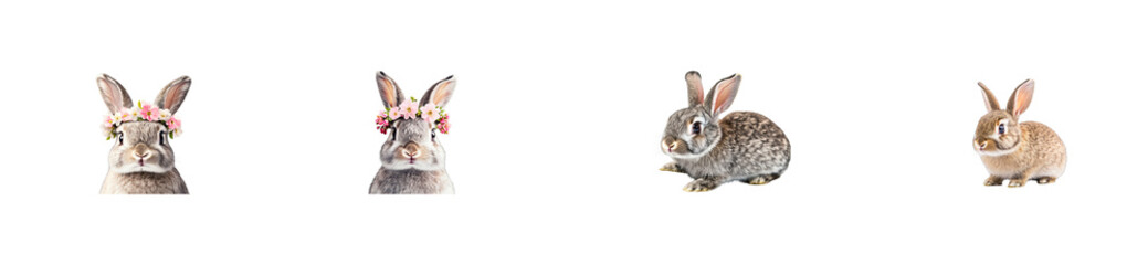 Obraz premium Collection of Rabbits Isolated on Black Background, cut out transparent