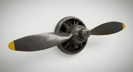 Fototapeta premium Antique Aviation Propeller Metal Wall Sculpture Decorative Artwork Piece