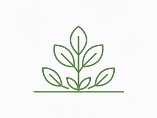 Obraz premium Growing Plant Logo: Line Art Leaf Design for Agriculture & Farming Businesses