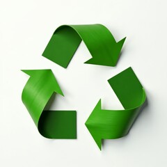 Obraz premium Recycling symbol pattern with green leaves on white background, symbol, sustainability