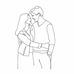 Romantic Embrace Couple Line Art