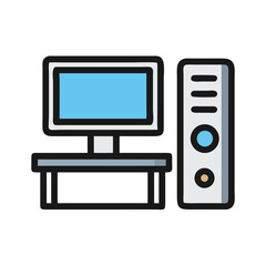Desktop Tower Monitor Display Setup Icon Design