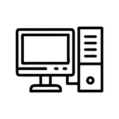 Desktop Tower Monitor Display Setup Icon Design