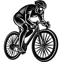 Dynamic Bicyclist Silhouette Cyclist in Motion, Speed Lines, Monochrome Bike Rider Art