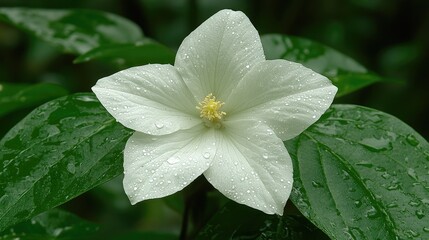 Close-up of a pristine white flower with water droplets