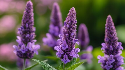 Obraz premium Close-up of Purple Catmint Flowers in Bloom