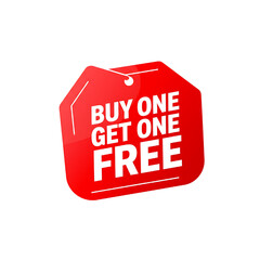 Buy one get one free promotional tag vector isolated on white background 