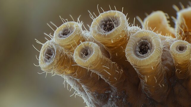 Close Up of Sea Squirt Colony in Ocean Depths Showing Tunicates