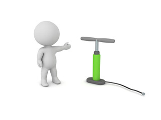 3D Character showing bicycle pump
