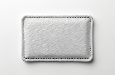 Blank rectangular fabric patch isolated on white background. Stitched border, ideal for branding design, logo mockups, label sticker badges, patches. Empty badge with copy space for text, message,