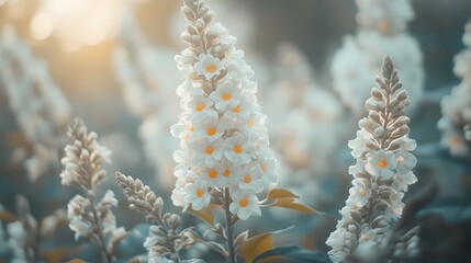 Serene Sunset Bloom: White Flowers in Soft Light