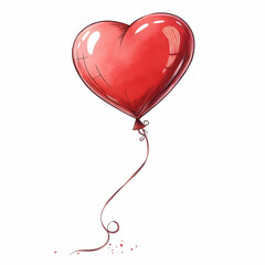 Red Heart Balloon Illustration