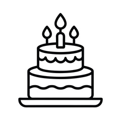 Birthday Cake Line Art Illustration.
