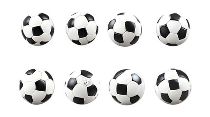 Pack Soccer Ball Set in Different Poses Against Transparent Background for Sports, Athletic Events, or Game Illustrations