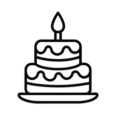 Birthday Cake Line Art Illustration.
