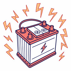 Fototapeta premium A high-voltage battery symbol surrounded by electrical arcs