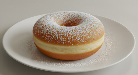 Powdered Sugar Donut On A Plate High Quality For Commercial Use