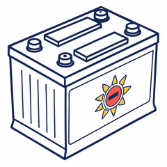 Solar-powered battery icon with a sun icon integrated inside