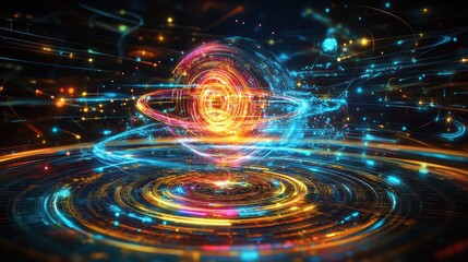 Holographic Quantum Processor Glowing with Vibrant High Fidelity.numpy-Fidelity 2-6x.