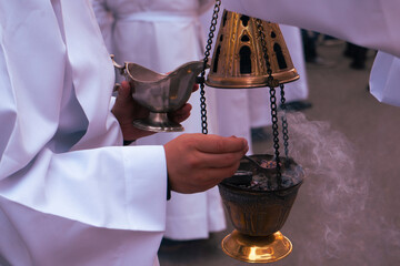 Food Friday, Holy Week procession, traditional Catholic celebration. 