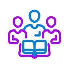 Obraz premium Group Study Icon with Three People and an Open Book 