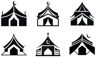 Simple Black and White Tent or Mosque Icons