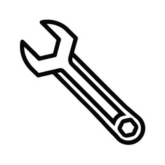 Wrench Tool Outline Vector Icon.