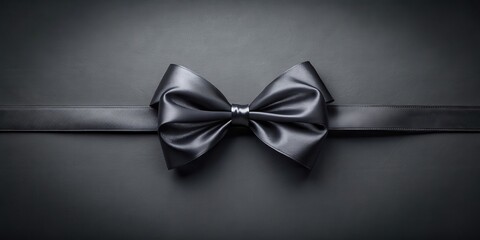 Elegant dark gray satin ribbon bow on a dark background