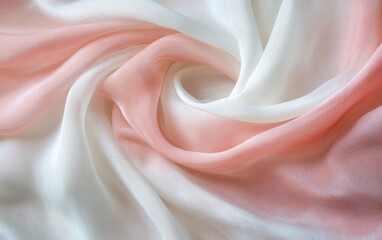 Obraz premium Silky soft powder pink and white fabric waves with natural crease lines, smooth flowing folds